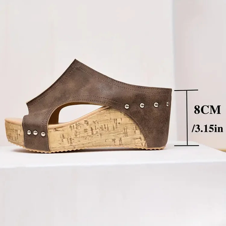 CALINDRA | ELEGANT BUCKLE WEDGE SANDALS