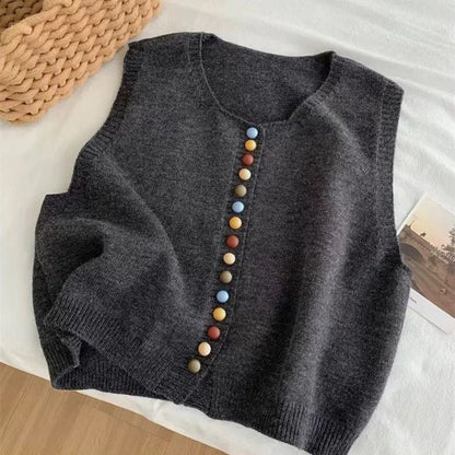 THE EVORA | COLOR-BUTTON KNIT VEST