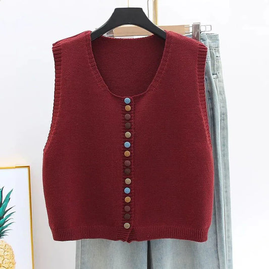 THE EVORA | COLOR-BUTTON KNIT VEST